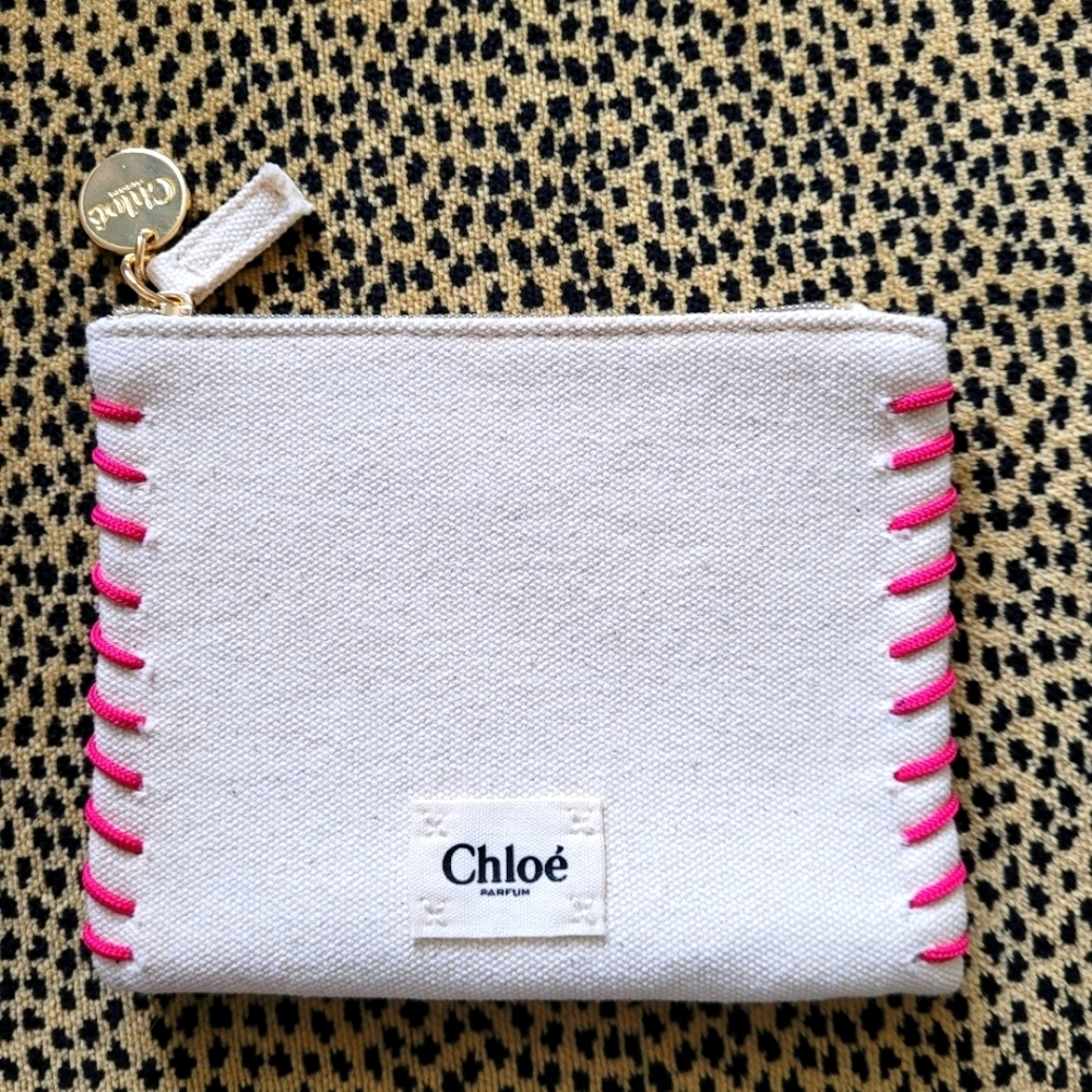 Chloé White and Pink Cosmetic Bag